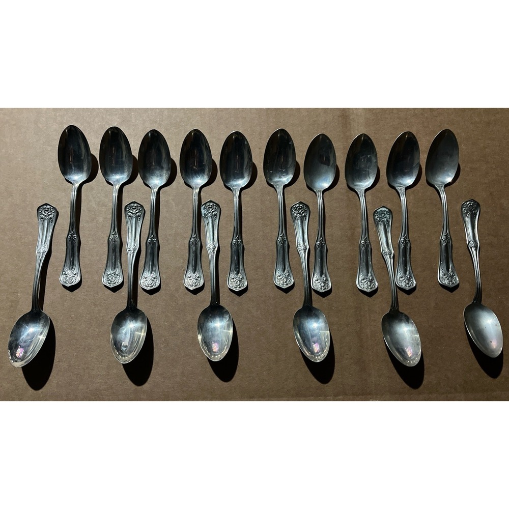 16 WM A Rogers Oneida Silver Nickel Ornate Spoons Ring Making‎ Crafting 5-7/8"
